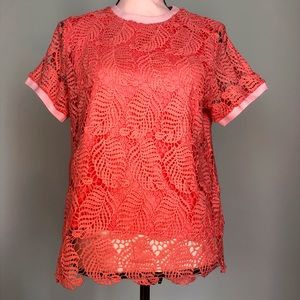 Lace floral embroidered top.